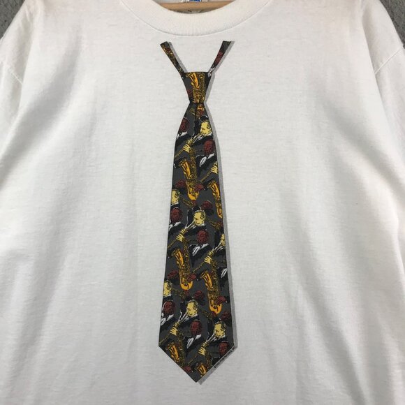 Vintage 90s Printworks Musical Tie Funny Humor Single Stitch Jazz Band Music XL - Picture 2 of 10